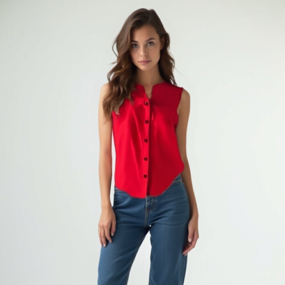 ❤️ Woods🌲 Red Sleeveless Leisure Athlete Top M